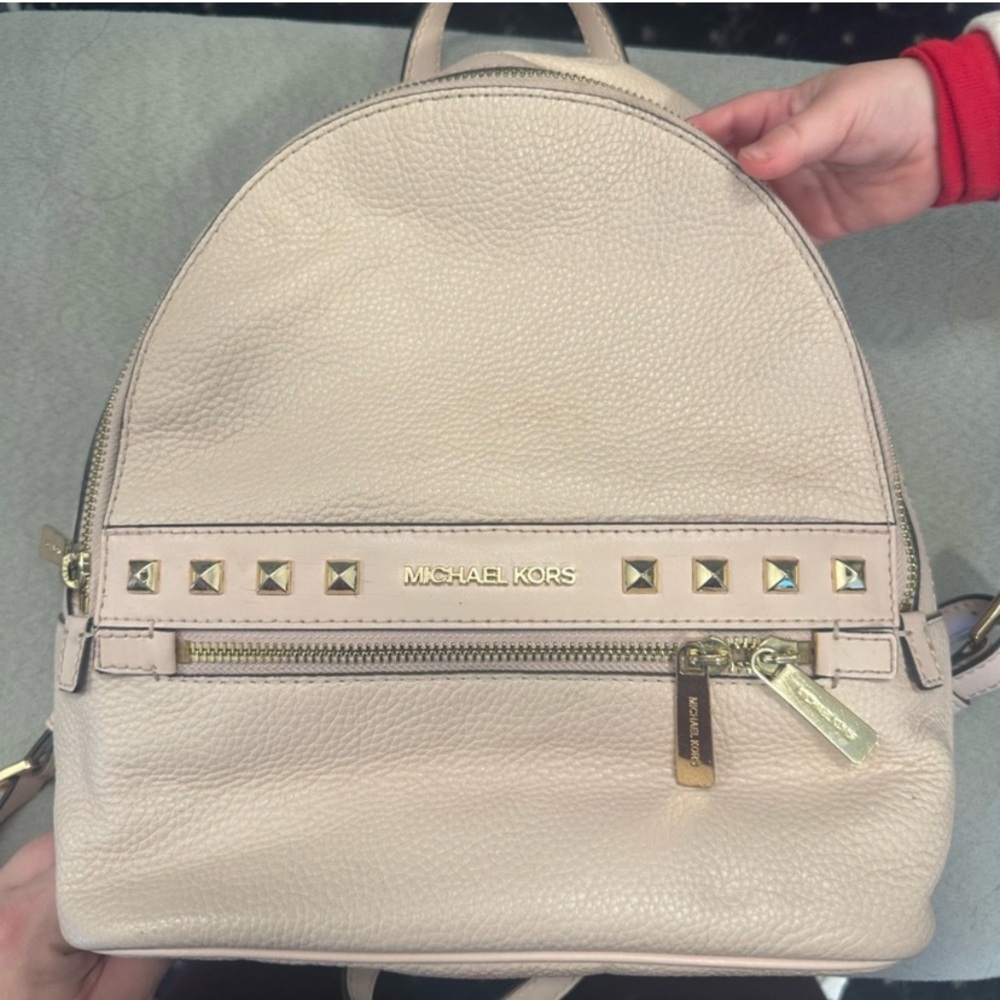 Michael Kors Pale Pink Leather Backpack with Gold Studs